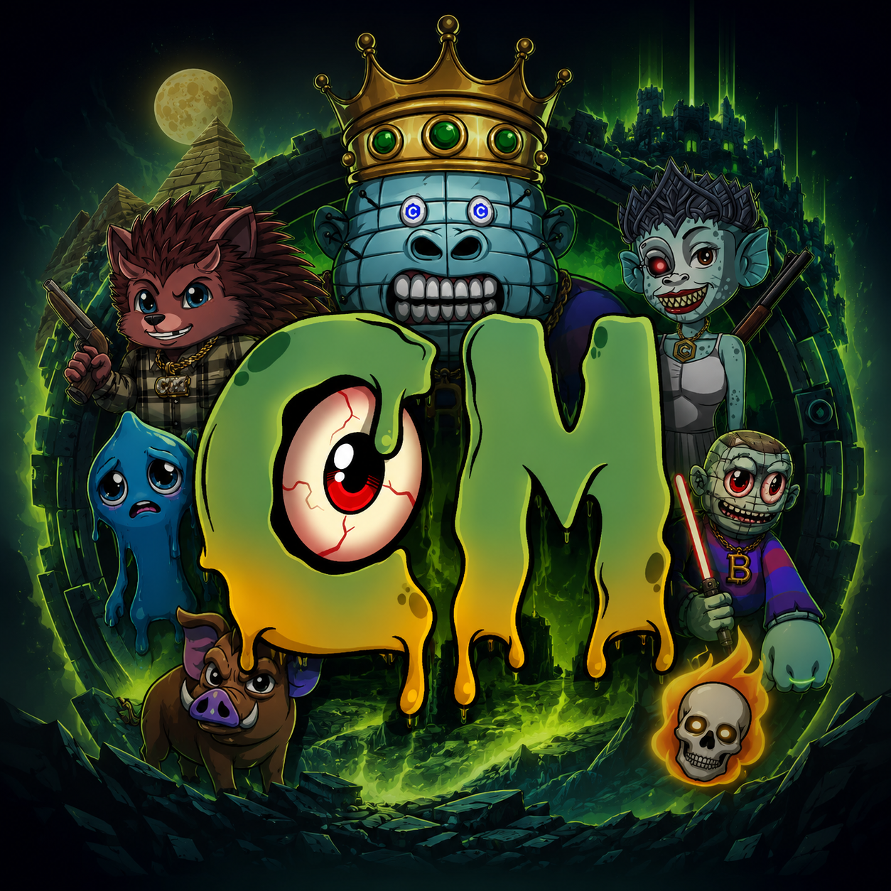 Crazzzy Monsters characters emerging from a green portal
